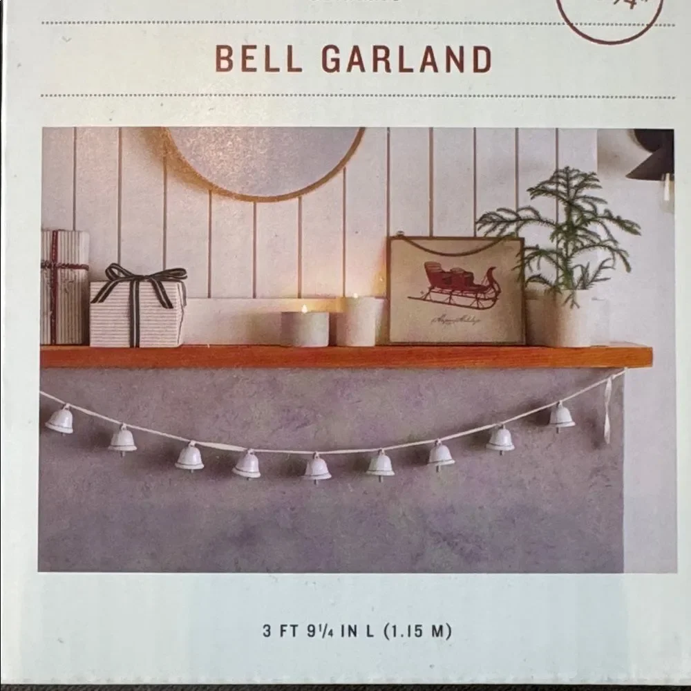 Hearth & Hand with Magnolia Ceramic Bell Garland 3’ 9.25” Christmas Holiday NEW